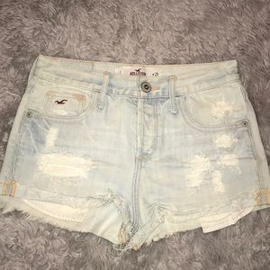 Hollister light high waist blue jean shorts teens
